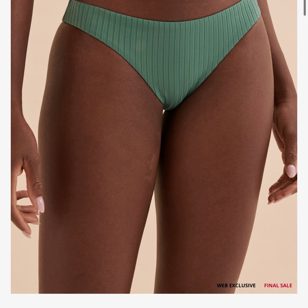 Green Ribbed Bikini Bottom